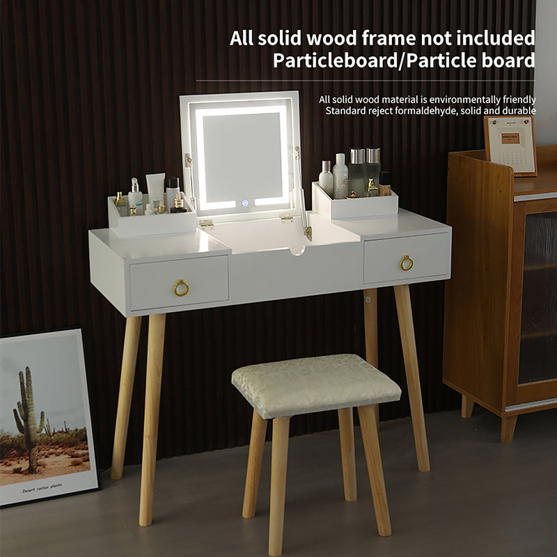 Walker Edison | Vanity Desk Set with LED Lighted Mirror