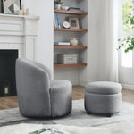 Walker Edison | Swivel Barrel Accent Chair with Ottoman Thumbnail