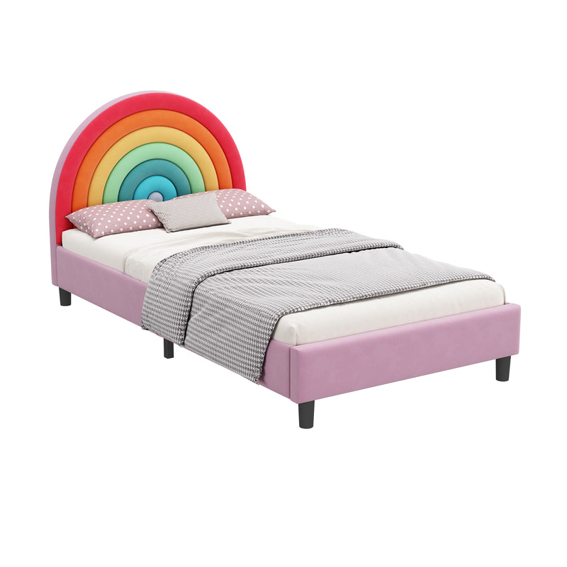 Walker Edison | Rainbow Design Upholstered Twin Platform Bed