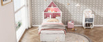 Walker Edison | Twin Size House Shaped Bed with Bookcase Headboard Thumbnail