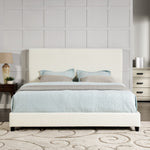 Walker Edison | King Size White Boucle Upholstered Platform Bed Thumbnail