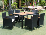 Walker Edison | 7 piece Outdoor Patio Wicker Dining Set Patio Thumbnail