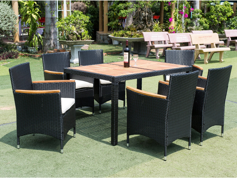 Walker Edison | 7 piece Outdoor Patio Wicker Dining Set Patio