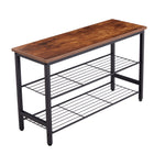 Walker Edison | Modern Entryway Metal Shoe Rack Organization Bench Thumbnail