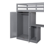 Walker Edison | Twin Size Loft Bed with Wardrobe and Staircase, Desk and Storage Thumbnail