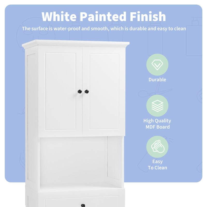 Walker Edison | White Tall Bathroom Storage Cabinet