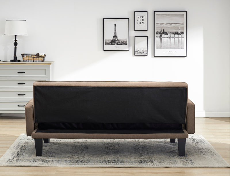 Walker Edison | Convertible 72" Brown Cotton Linen Sofa Bed