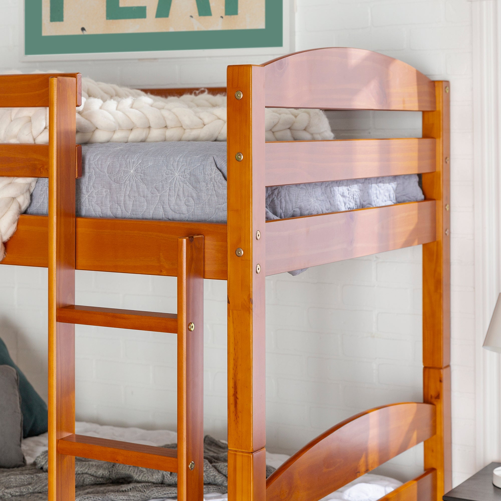 Carolina Transitional Solid Wood Twin-over-Twin Bunk Bed – Walker Edison