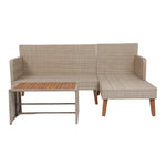 Walker Edison | Wicker Weather Proof 3 Piece Patio Sectional Chat Set Thumbnail