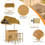 Walker Edison | Hawaiian-style Bar Height Patio Set Thumbnail