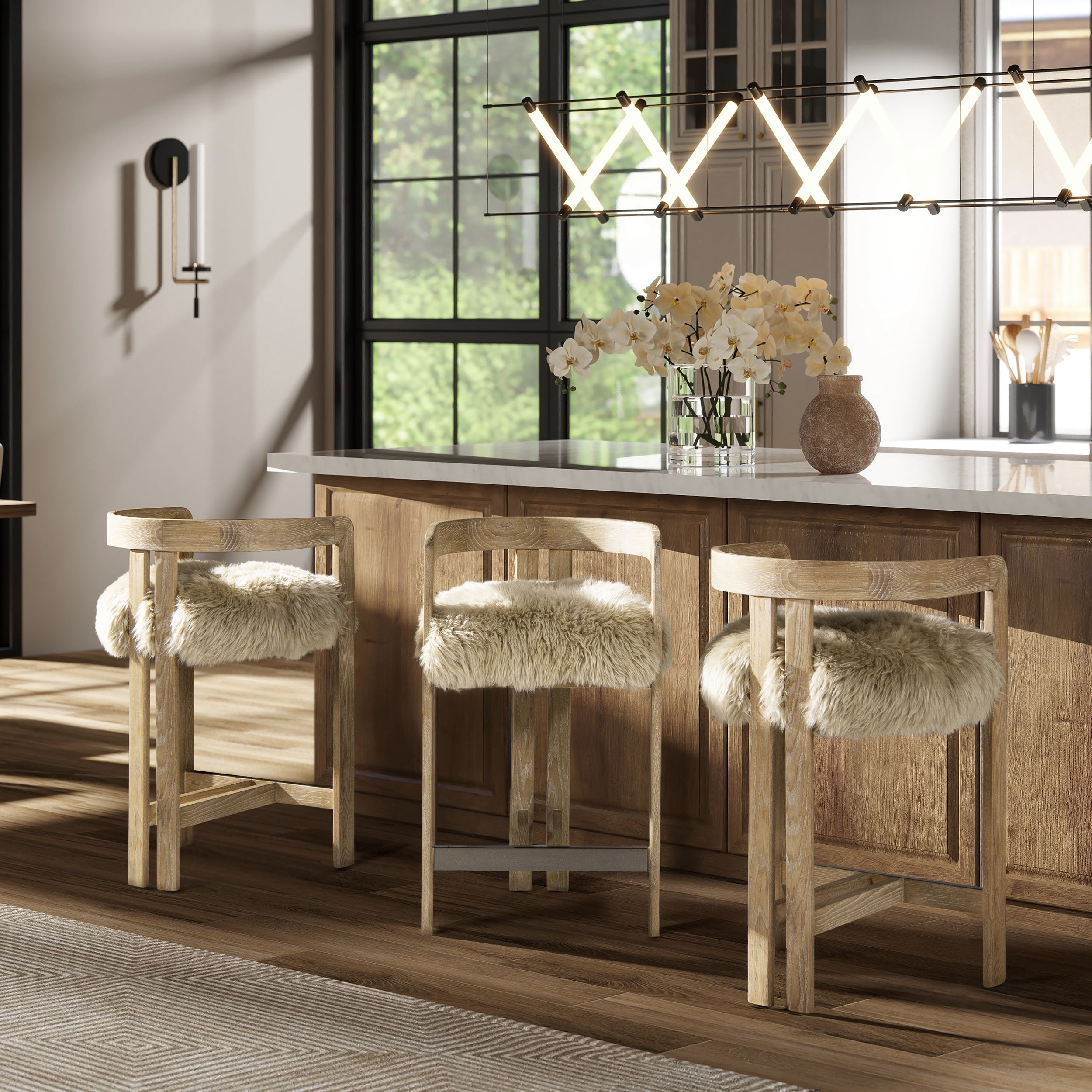 ミルウォーキー スツール Millwick 26.5' Low Back Genuine Fur Counter Stool – Walker Edison