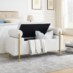 Walker Edison | Minimalist Upholstered Linen Storage Bench Thumbnail