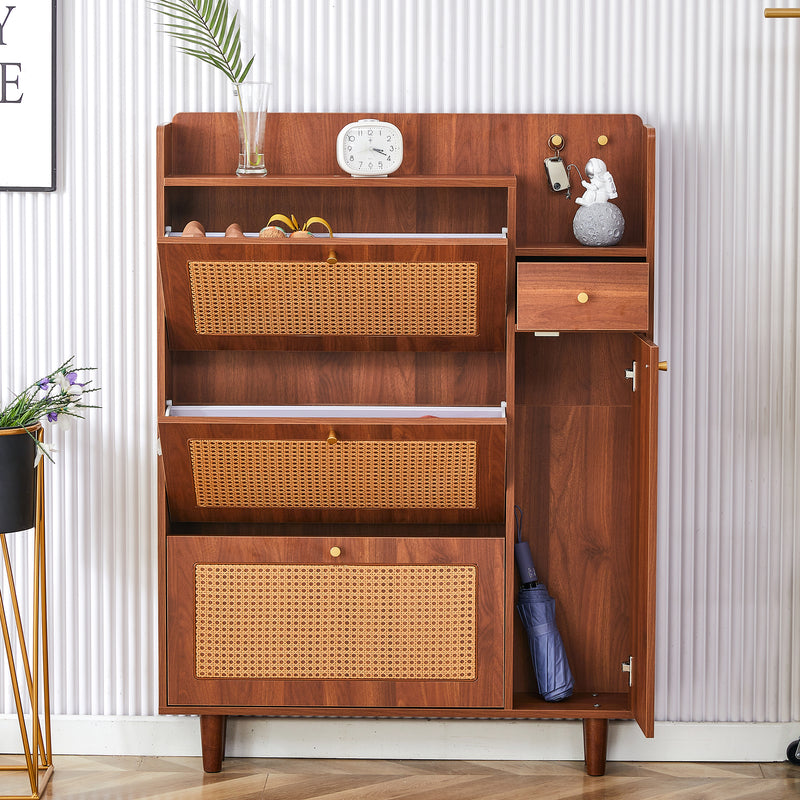 Walker Edison | Rattan Modern Minimalist Entryway Storage Cabinet