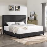 Walker Edison | King Size Charcoal Grey Upholstered Platform Bed Thumbnail