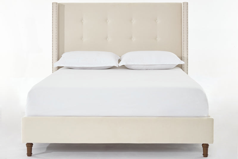 Walker Edison | Traditional Peyton Upholstered 54" High Headboard King Bed