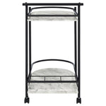 Walker Edison | Faux White Marble Serving Cart with Wine Rack Thumbnail