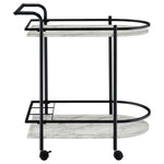 Walker Edison | Faux White Marble Serving Cart with Wine Rack Thumbnail