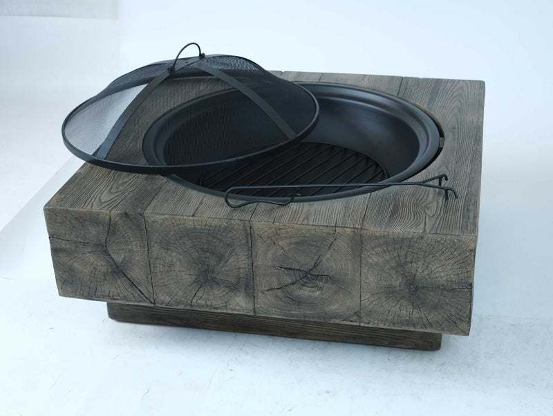 Walker Edison | Fire Pit with Wood Grain Design