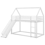 Walker Edison | Twin over Twin House Bunk Bed with Ladder and Slide Thumbnail