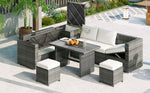 Walker Edison | Outdoor 6-Piece Wicker Storage Sofa Set Thumbnail