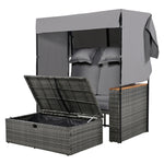 Walker Edison | Outdoor Patio 2-Piece Rattan Chairs and Bench Roof Set Thumbnail