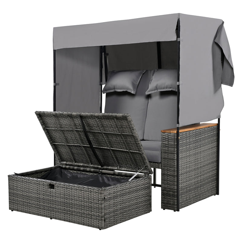 Walker Edison | Outdoor Patio 2-Piece Rattan Chairs and Bench Roof Set