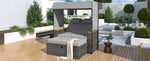 Walker Edison | Outdoor Patio 2-Piece Rattan Chairs and Bench Roof Set Thumbnail