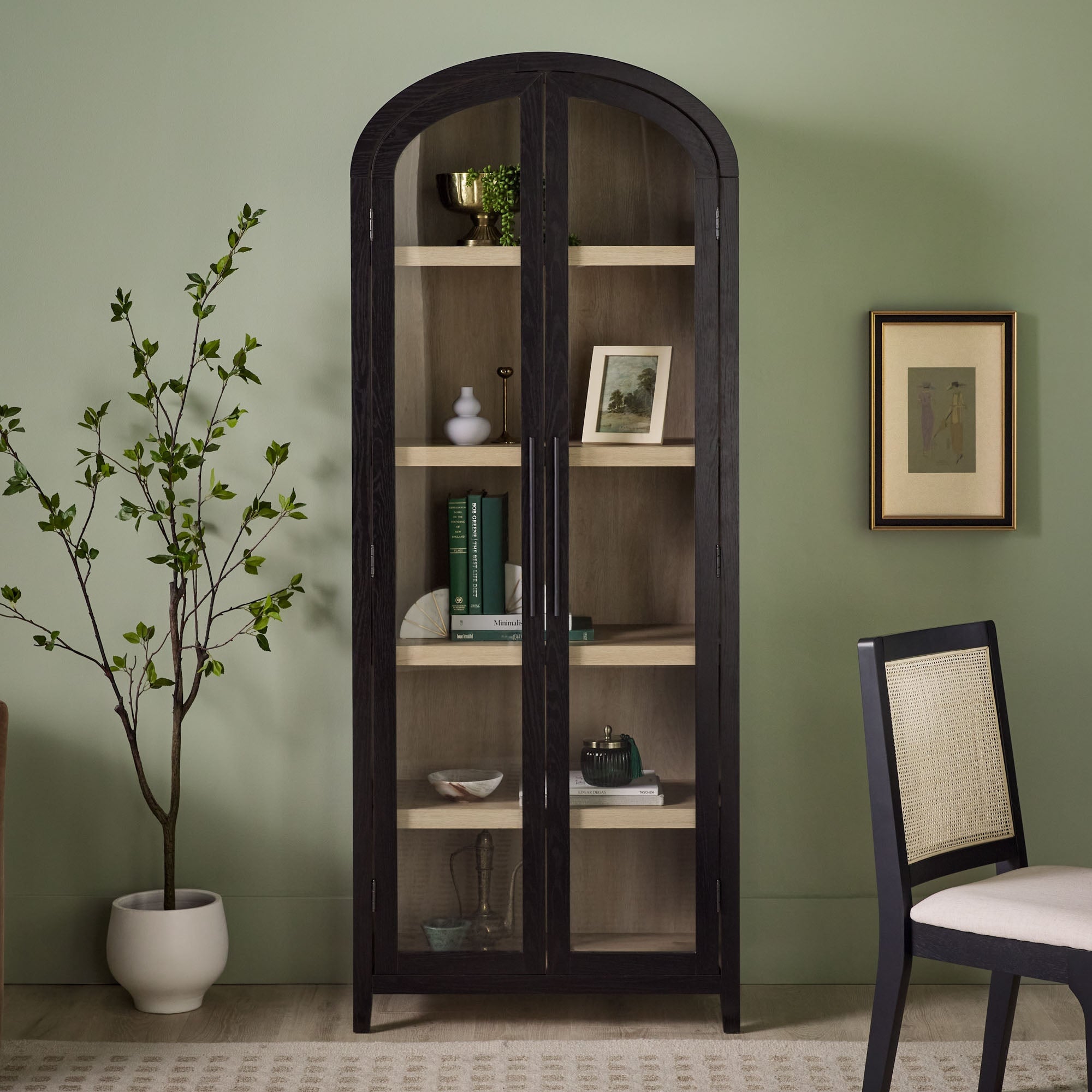 Chantelle Modern Arched Bookshelf with Glass Doors – Walker Edison