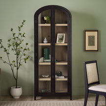 Chantelle Modern Arched Bookshelf with Glass Doors Living Room Walker Edison 