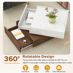 Walker Edison | Square Rotating Coffee Table with 2 Drawers Thumbnail