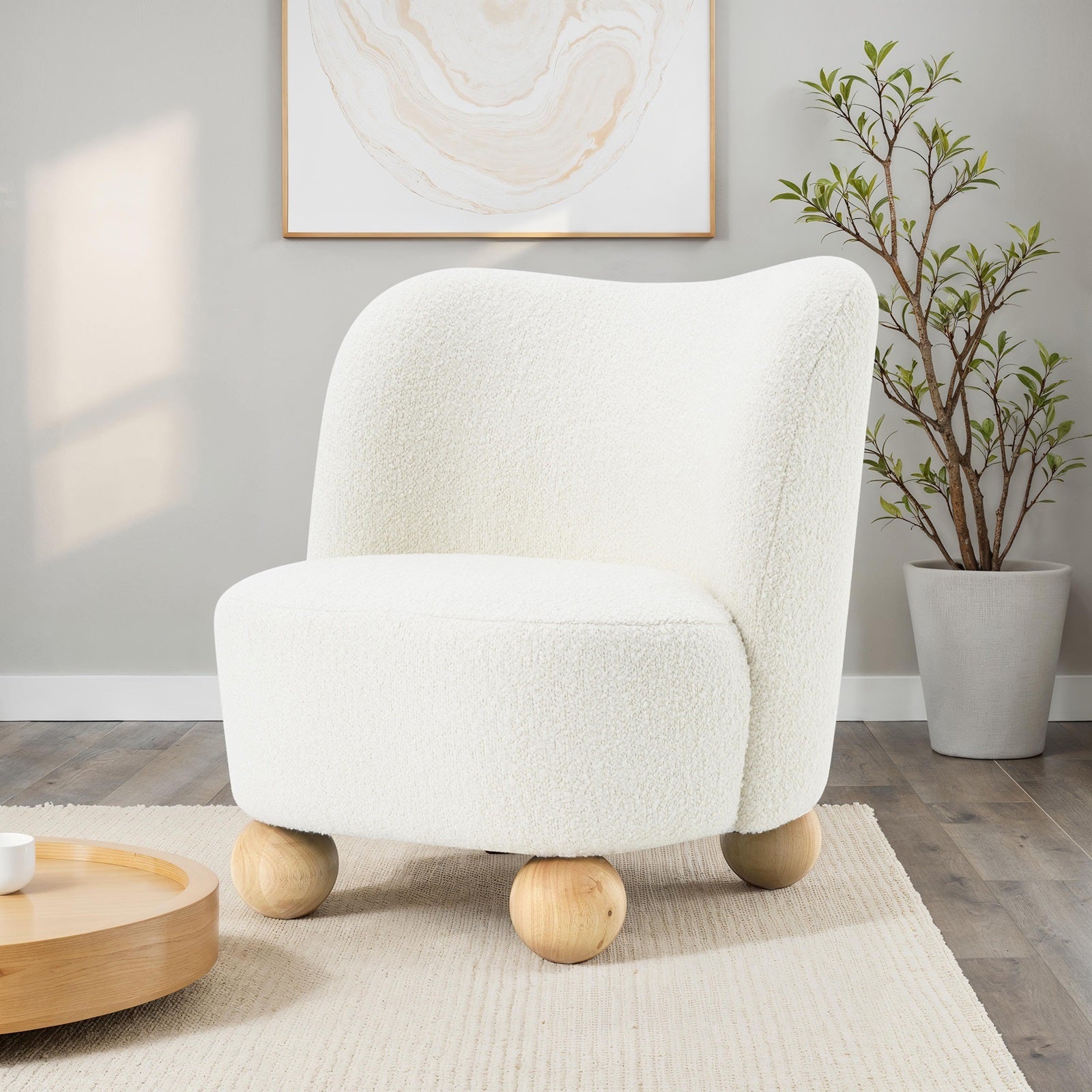 Walker Edison Curve Back Boucle Accent Chair