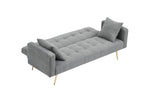 Walker Edison | Convertible 71" Sofa Bed Grey Teddy Fleece with two throw pillows Thumbnail