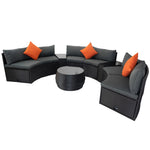 Walker Edison | Wicker Outdoor Sectional 6 Piece Patio Set with Storage and Pillows Thumbnail