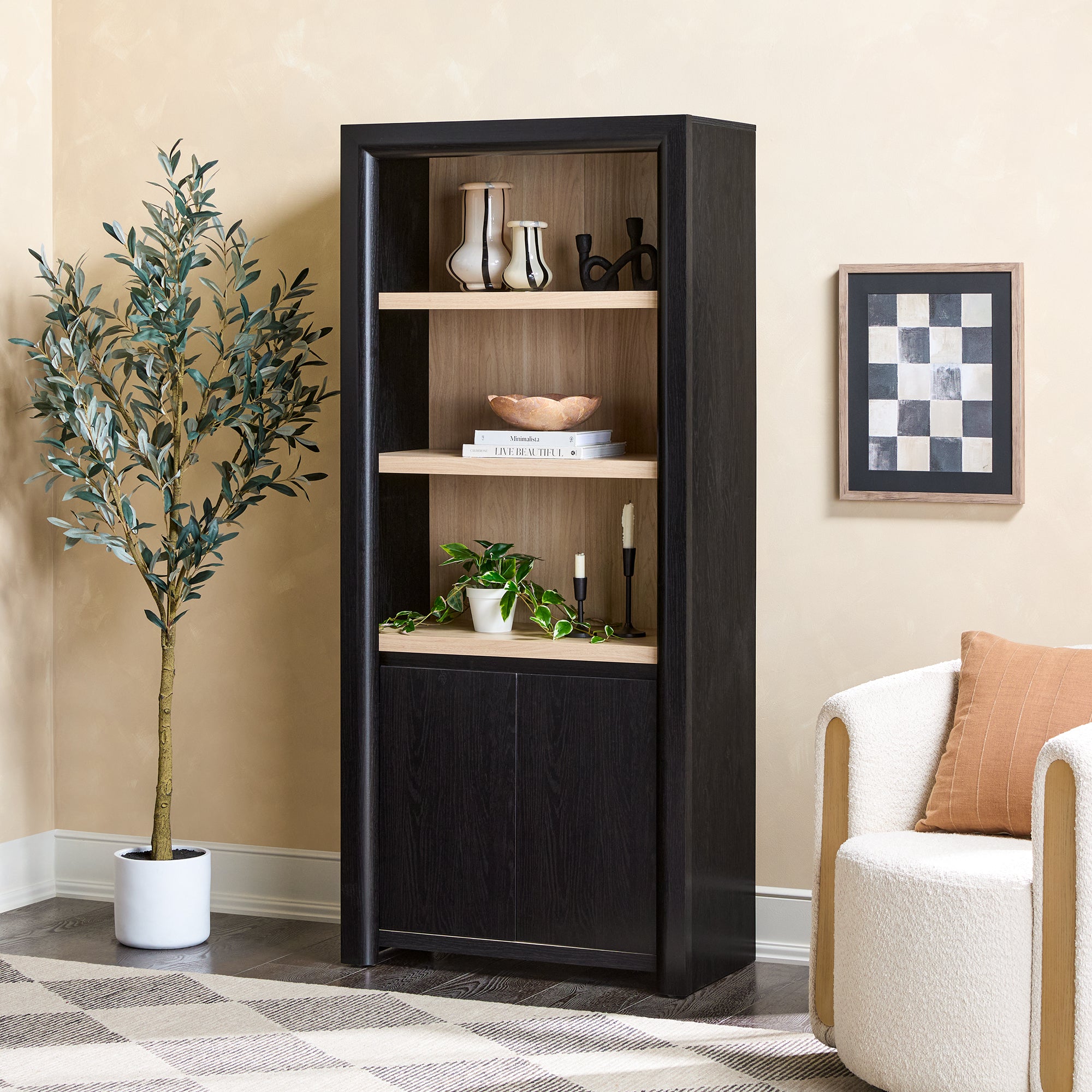 Amira Modern Wood Bookshelf with Storage Cabinet – Walker Edison