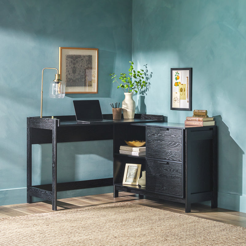 Holmes Modern L-Shaped Desk with Drawer Storage