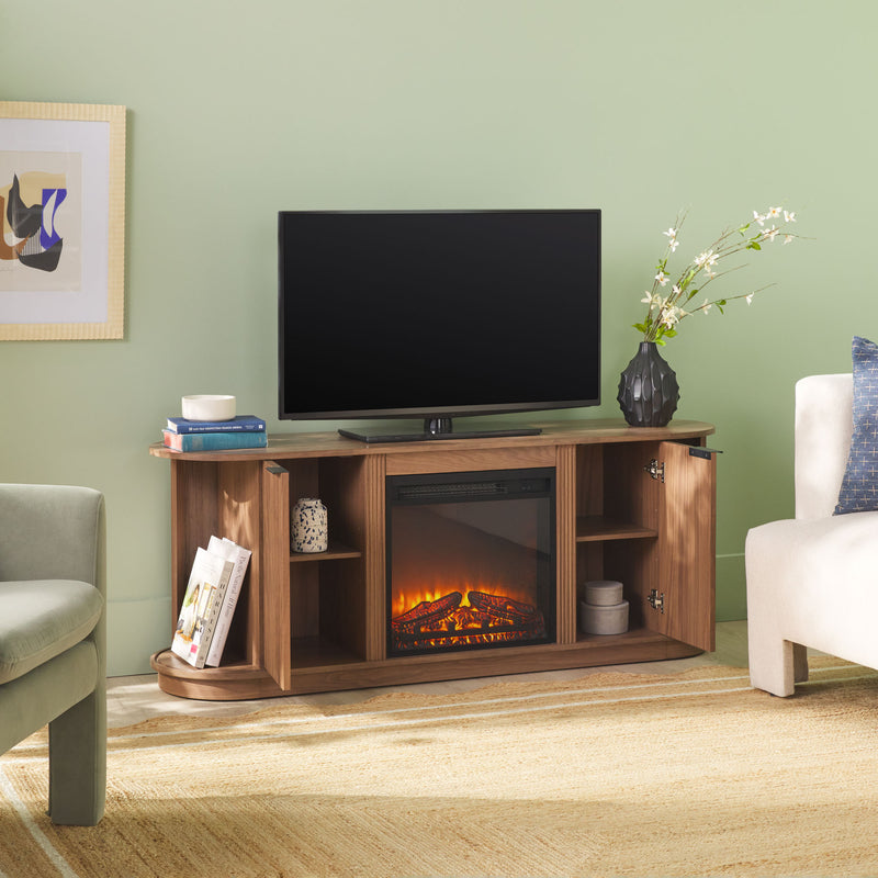 Chloe Modern Scandinavian Reeded Fireplace TV Stand in 2 sizes