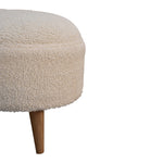 Walker Edison | Cream Boucle Rounded Footstool Thumbnail