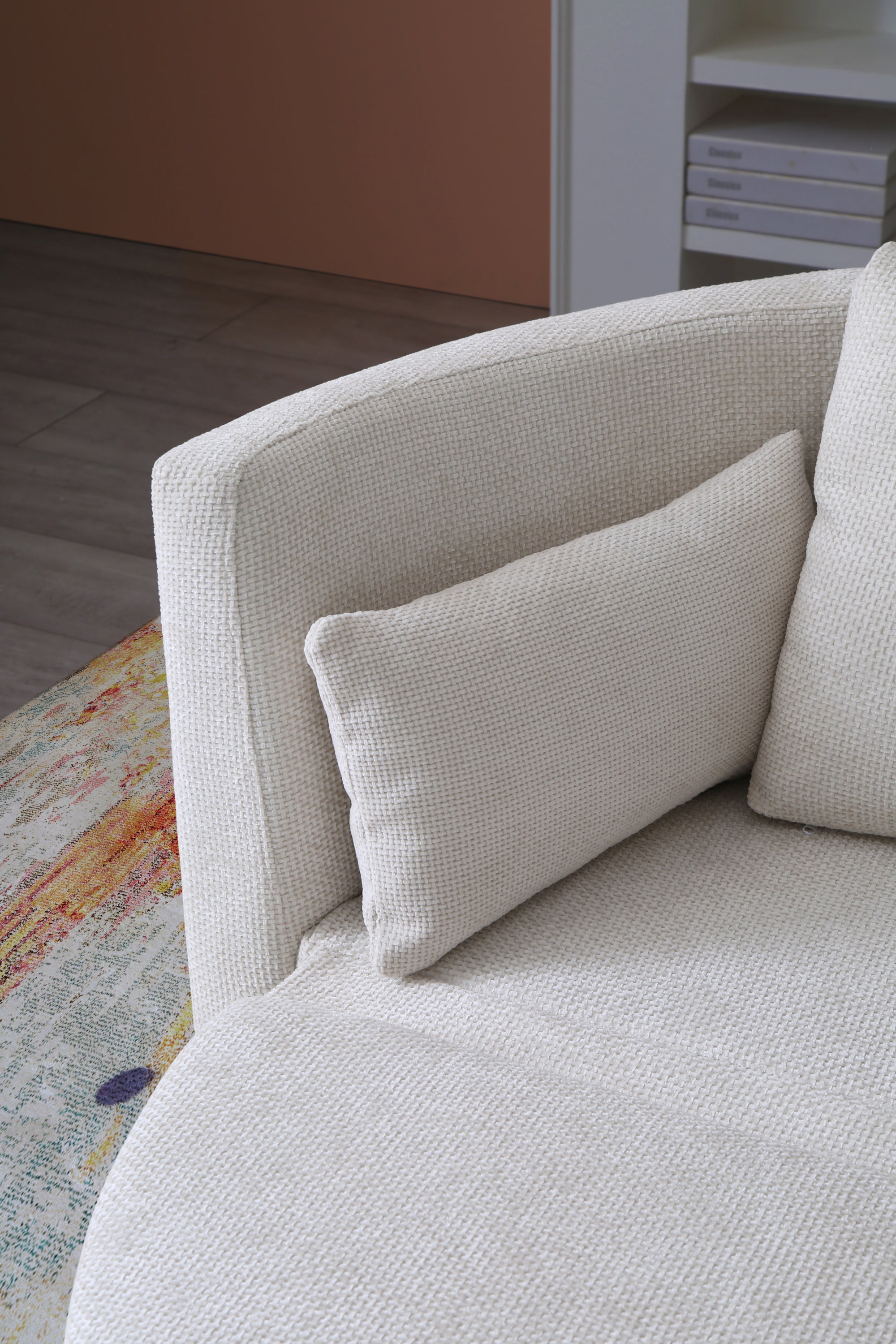 Walker Edison Curve Design Linen Foldable Sleeper Sofa Bed - Thumbnail 3