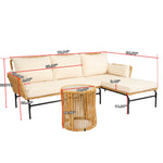 Walker Edison | 3 Piece Outdoor Patio Sectional Wicker Set Thumbnail