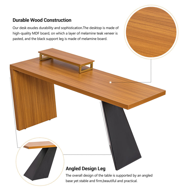 Walker Edison | Modern Wooden 63" Writing Desk with Monitor Stand