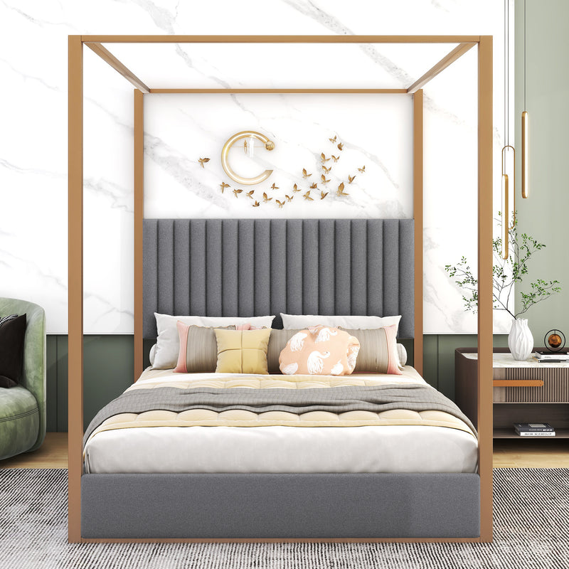 Walker Edison | Upholstered Canopy Platform Bed