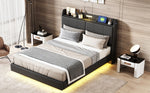 Walker Edison | Modern Upholstered Platform Queen Bed with Floating Bed Frame & Storage Headboard Thumbnail