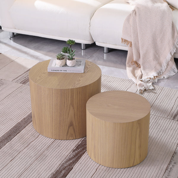 Walker Edison | Oak Veneer Nesting Side Table Set