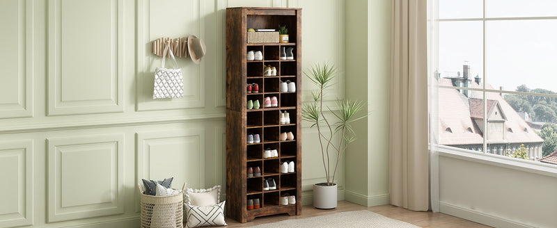 Walker Edison | Wood Tall Entryway Shoe Cubby Cabinet