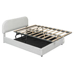 Walker Edison | Teddy Full Size Upholstered Platform Bed with Hydraulic Storage Thumbnail