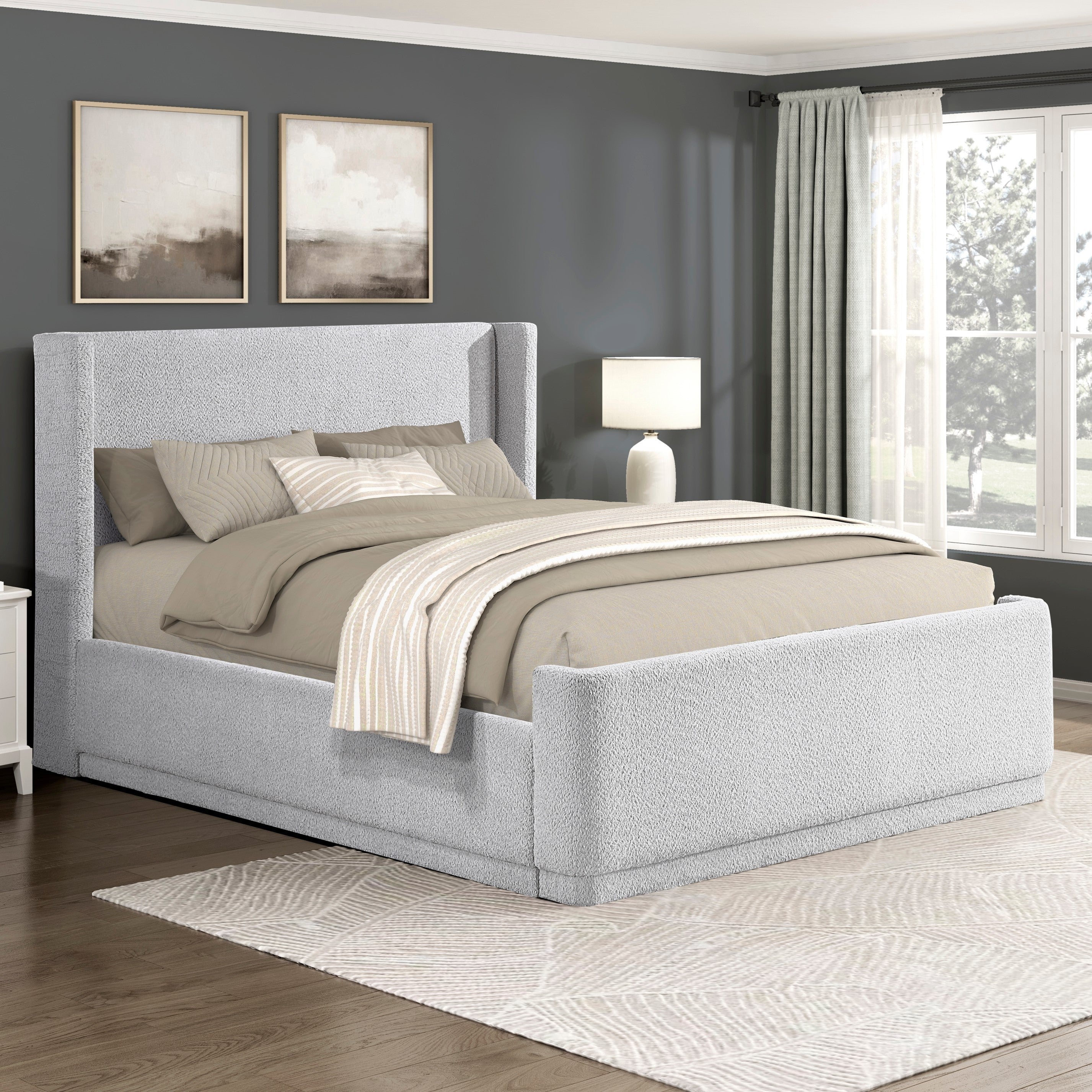 Walker Edison Wingback Headboard Platform Bed - Thumbnail 2
