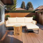 Walker Edison | Wicker 3 Pieces Outdoor Sectional Chat Set Thumbnail