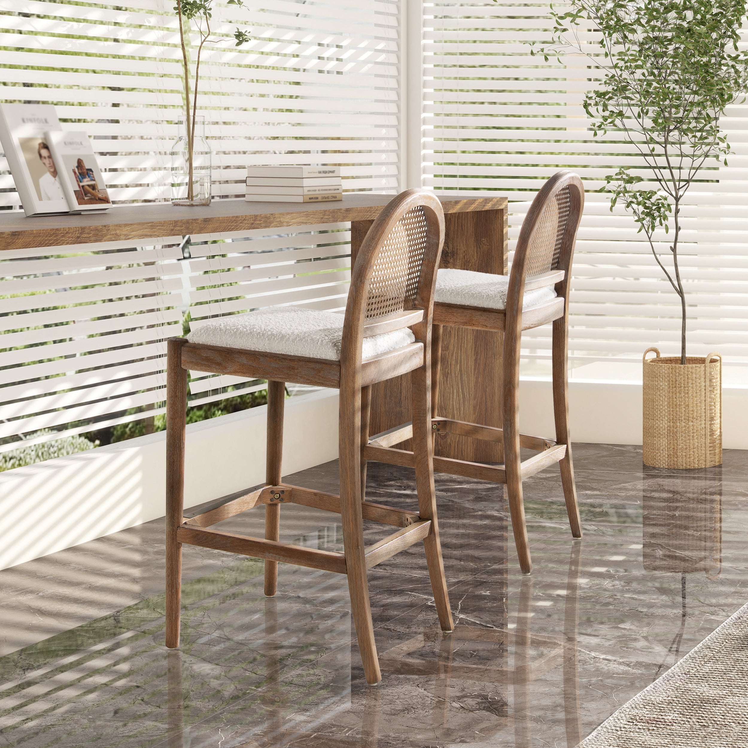 Walker Edison Panama Bar Stool - Thumbnail 5