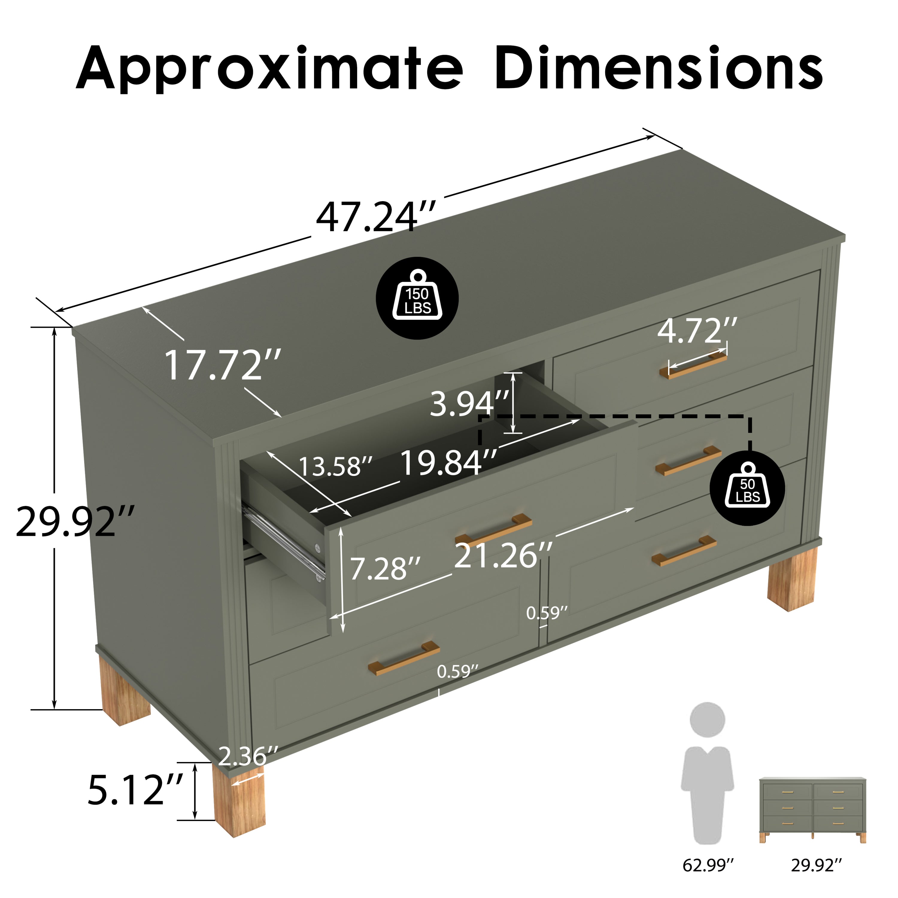 Modern 6-Drawer Wood Double Dresser | Walker Edison