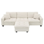 Walker Edison | Modern Cloud Sectional L Shape Couch w Ottoman Thumbnail